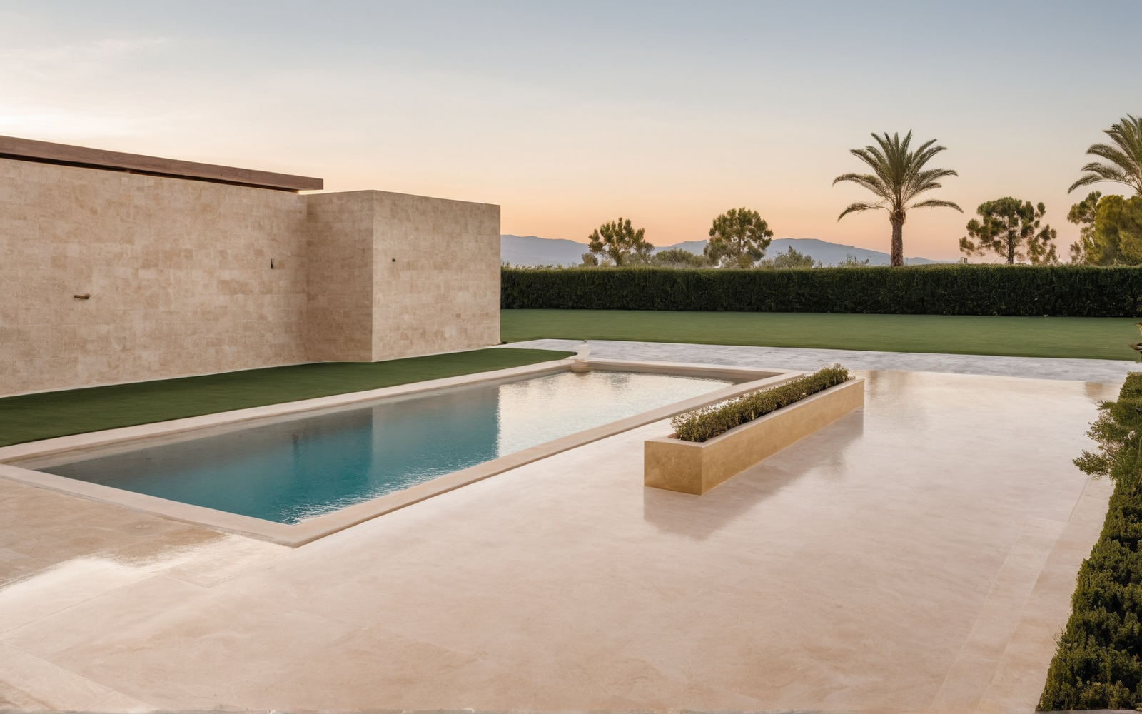 Pool and fireline with hospitality lighting