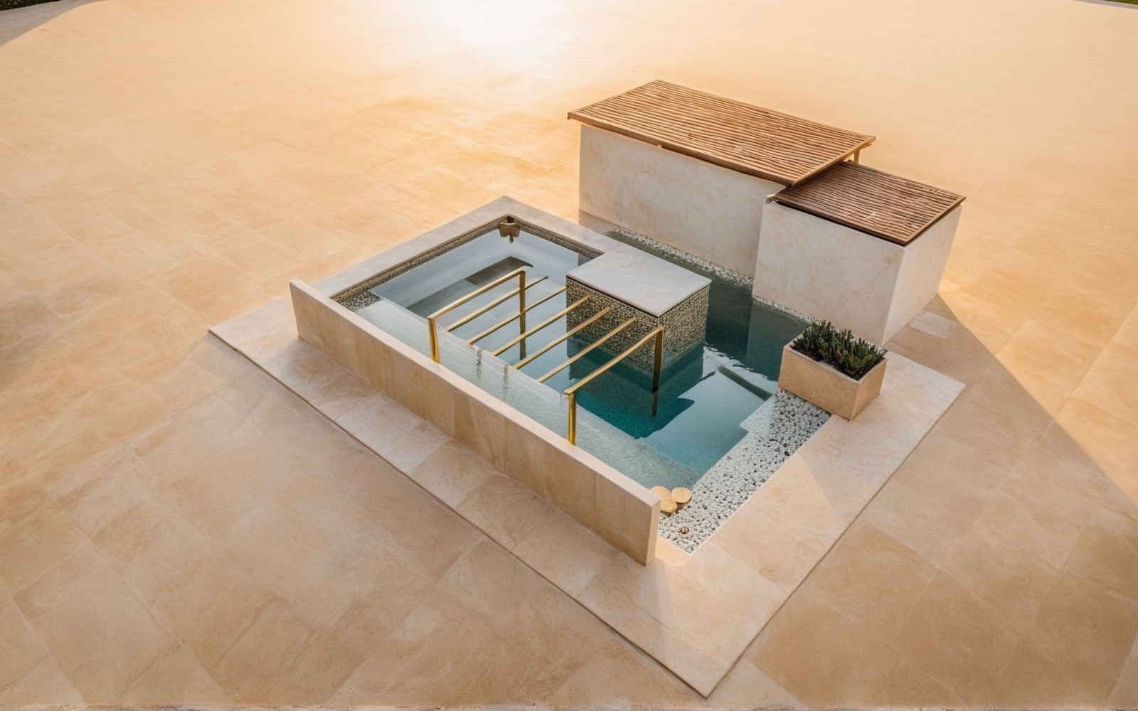 Compact plunge and terrace composition